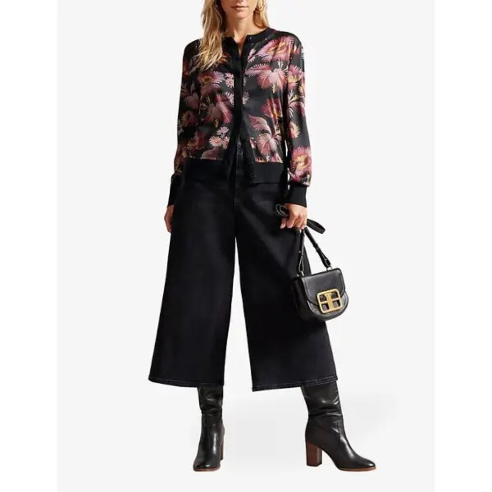 Ted Baker RAFTIN Floral Mixed Media Zip Cardigan Bomber Size S - Picture 6 of 6